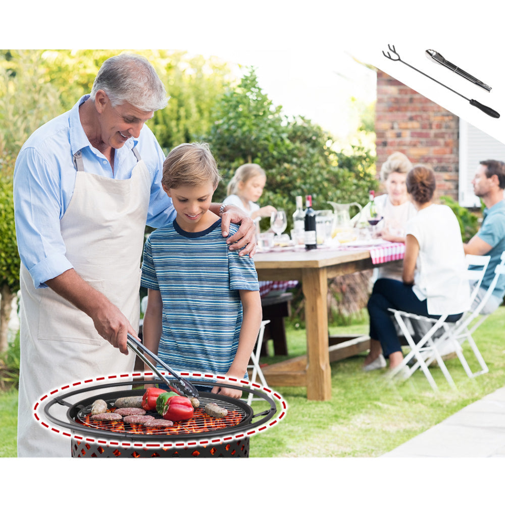 Fire Pit BBQ Charcoal Grill Ring Portable Outdoor Kitchen Fireplace 32"