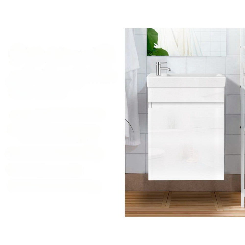 400mm Bathroom Vanity Basin Cabinet Sink Storage Wall Hung Ceramic Basins Wall Mounted White