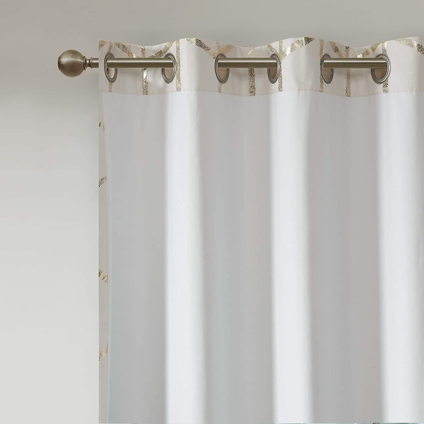 Thermal Insulated Metallic Print Grommet Light Blocking  Curtain Panel 1 Piece - Ivory and Gold