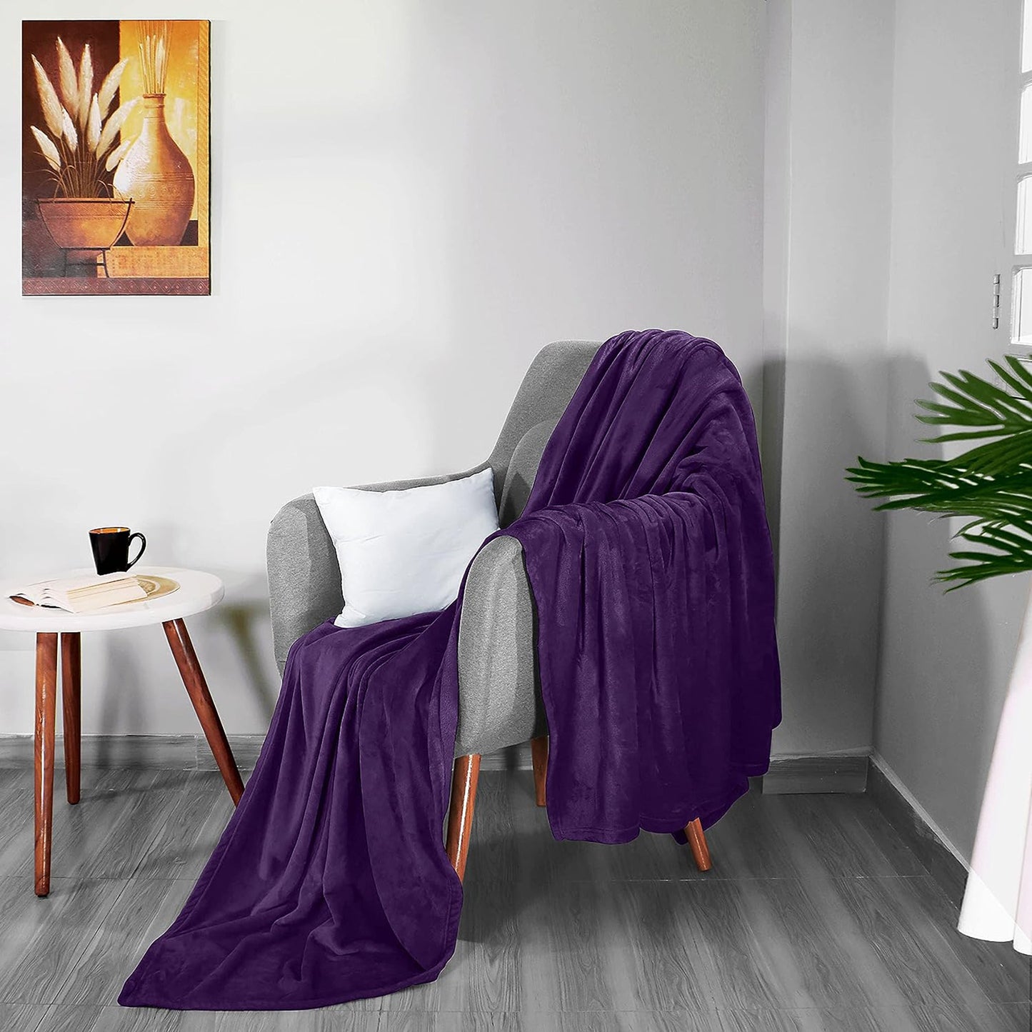 300GSM Microfibre Anti-Static Fuzzy Soft Fleece Blanket - Purple