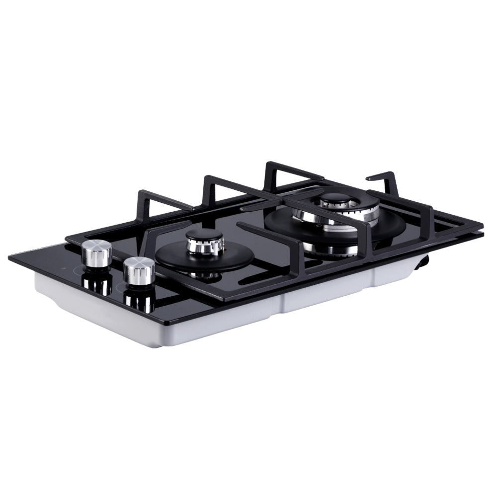 Gas Cooktop 30cm Gas Stove Cooker 2 Burner Cook Top Konbs NG LPG Black