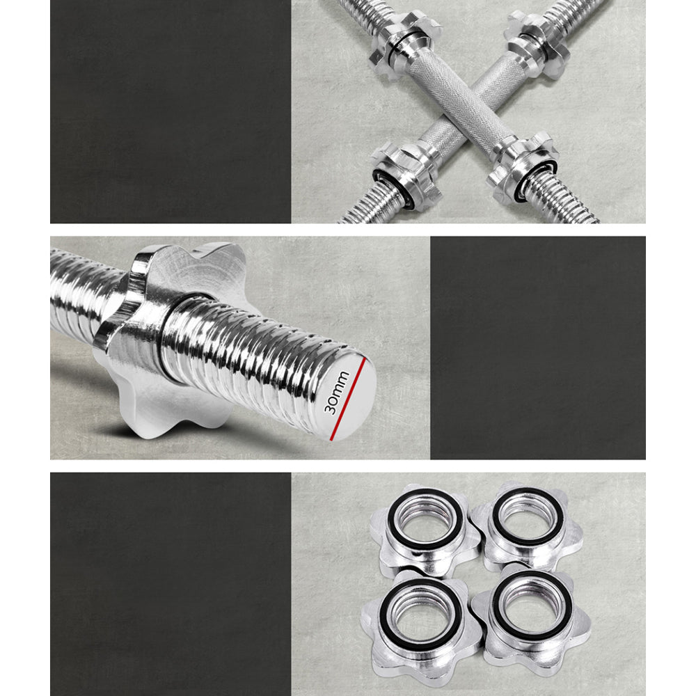 45cm Dumbbell Bar Solid Steel Pair Gym Home Exercise Fitness 150KG Capacity