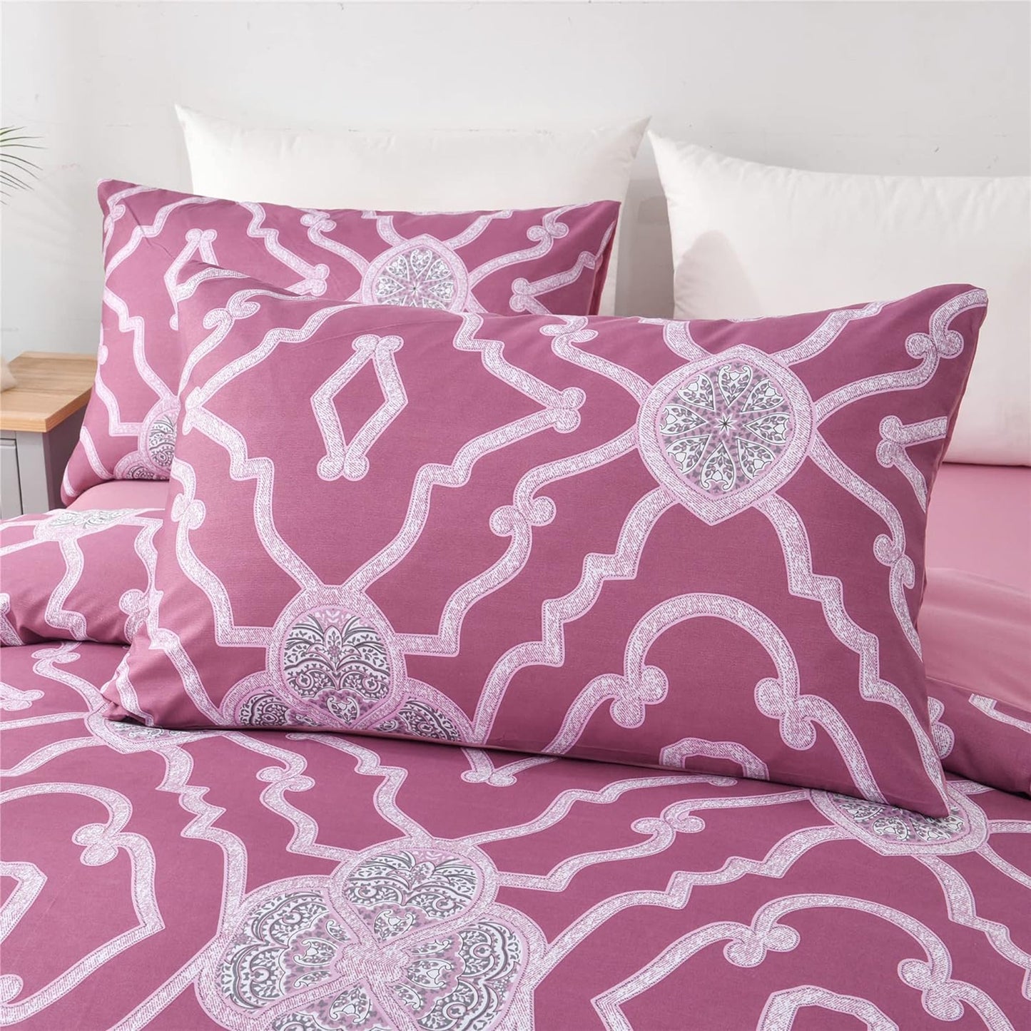 Soft Microfibre Bedding Quilt Cover Set - Pink Floral