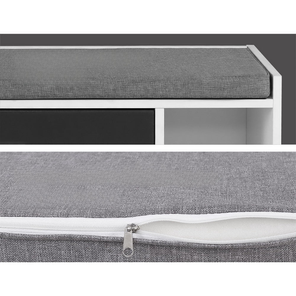 Shoe Cabinet Bench Shoes Storage Organiser Rack Wooden Cupboard Fabric Seat Adjustable Shelf