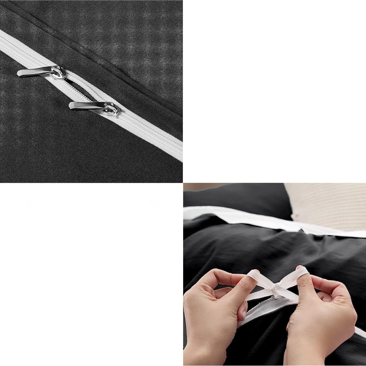 2000TC Ultra Soft Microfiber Zipper Closure Quilt Cover Set - Black