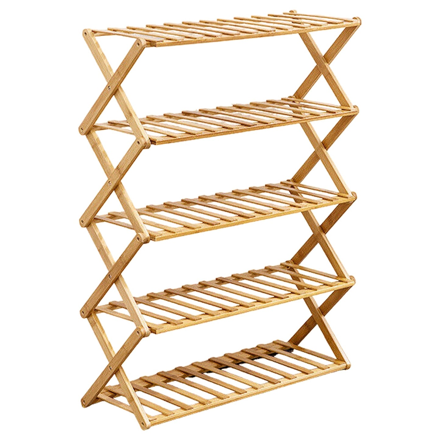 Bamboo Folding Shoe Rack with Multi-Tier Storage Shelf