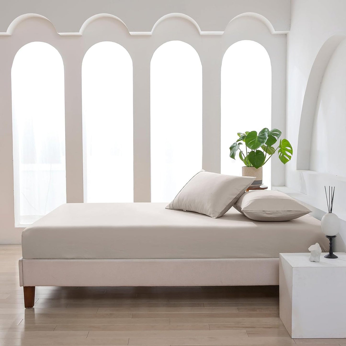 500TC Soft and Luxurious 100% Cool Breathable Cotton Bed Sateen Set - Stone