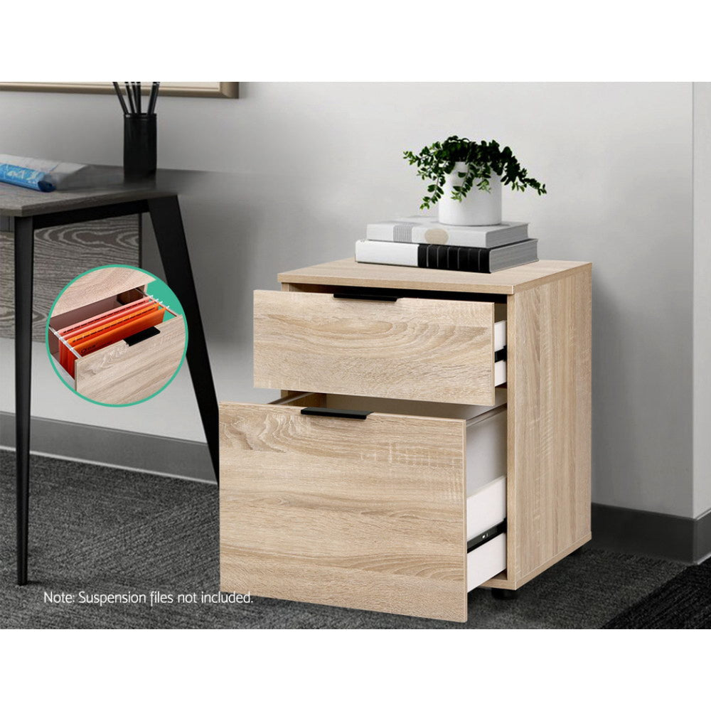 2 Drawer Filing Cabinet Office Shelves Storage Drawers Cupboard Wood File Home