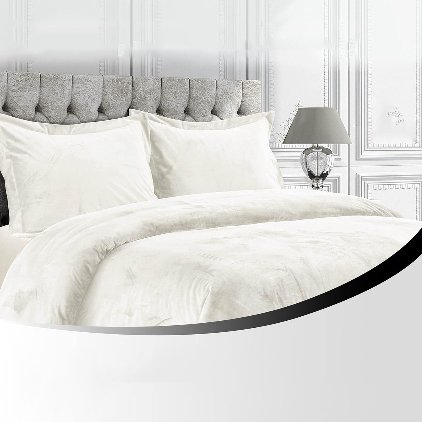 Venice Velvet Oversized Solid Duvet Cover Set - Ivory