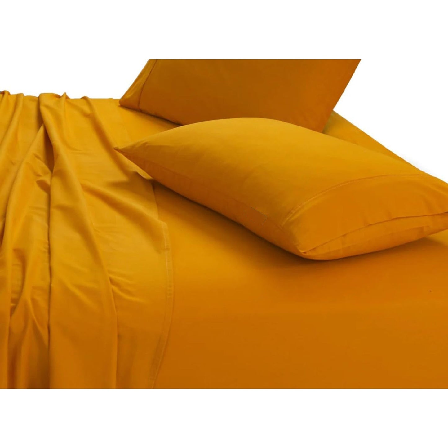100% Cotton Vintage Washed Bed Sheet Set - Mustard