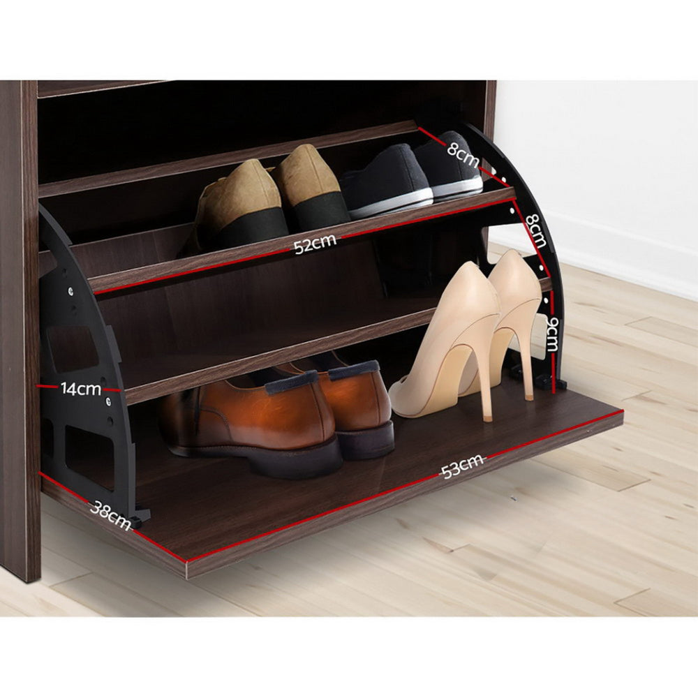 Shoe Cabinet Bench Shoes Organiser Storage Rack Wooden Cupboard 15 Pairs