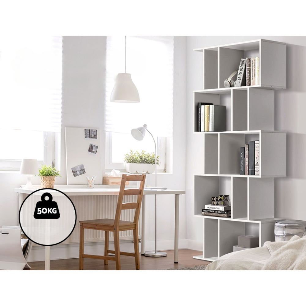 5 Tier Bookshelf Display Shelf CD Cabinet Bookcase Stand Storage White