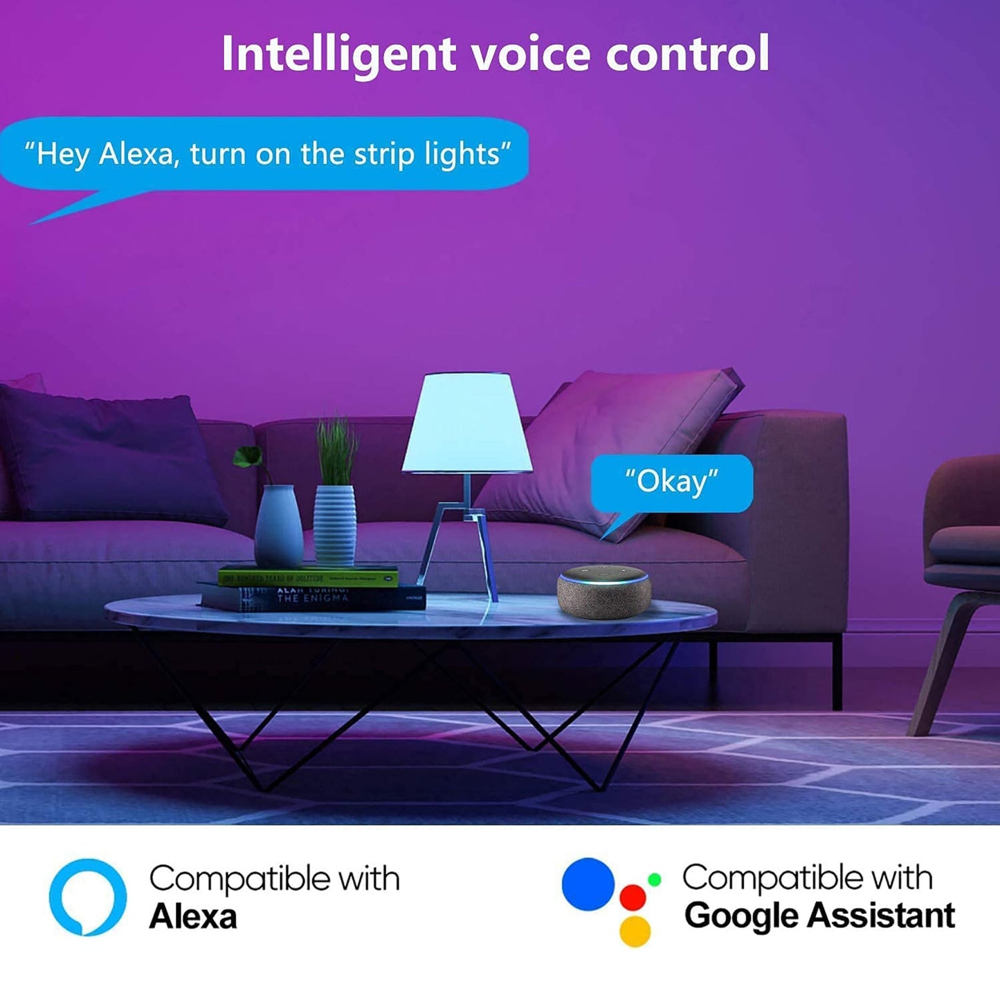 Smart LED Light Strip Compatible with Alexa Google Home Controlled by Smart APP - 20 Meters
