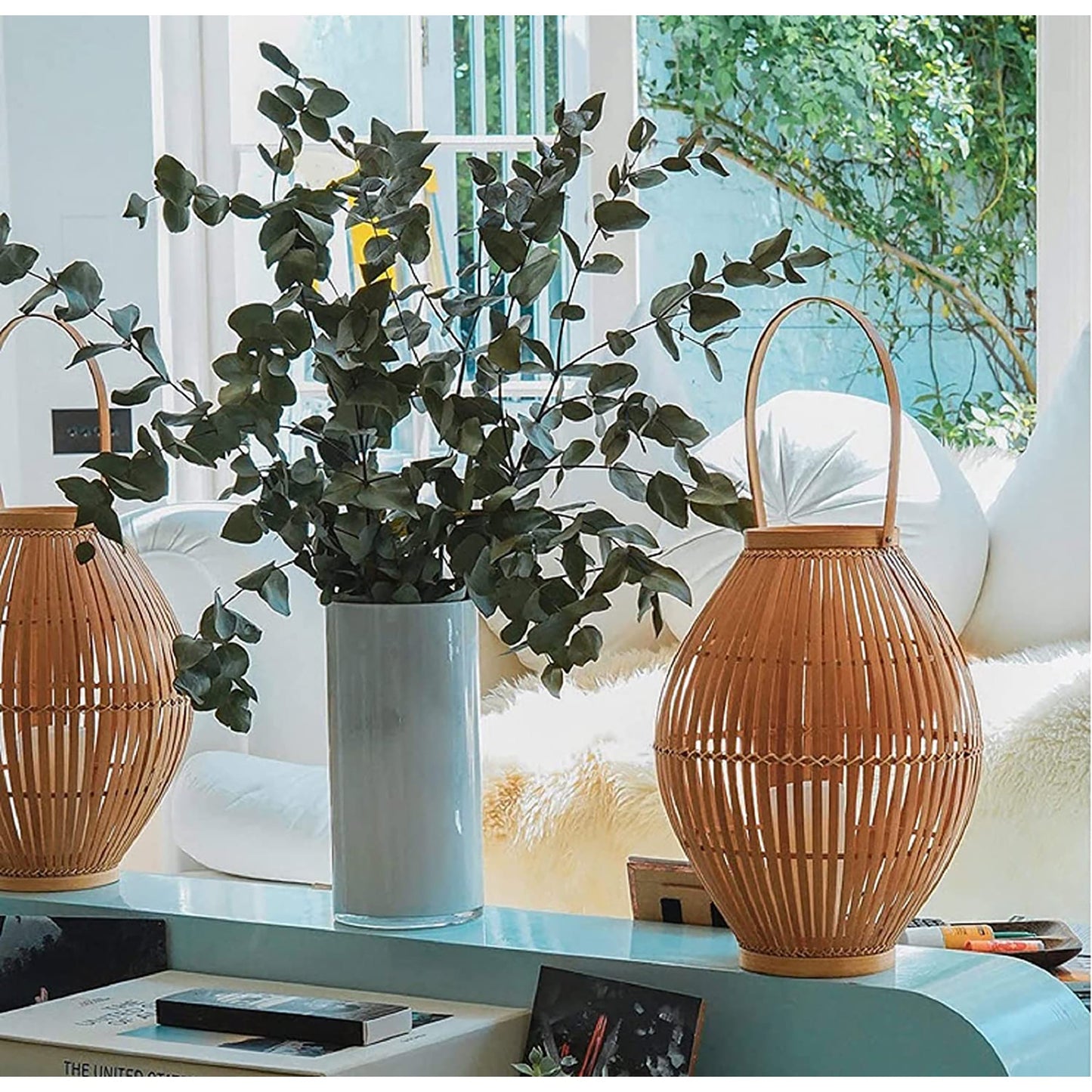 Eucalyptus Mint Glass Jar Apothecary Scented Candle 21.25 oz - Green