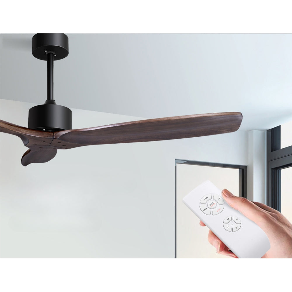 52'' Ceiling Fan With Remote Control Fans 3 Wooden Blades Timer 1300mm