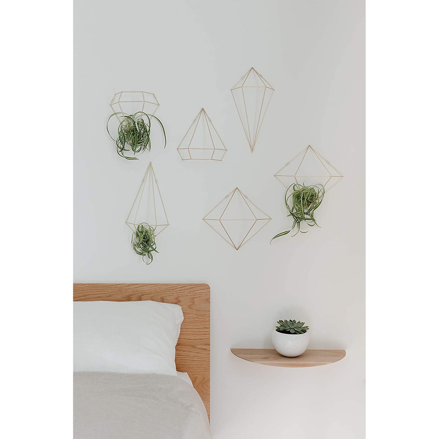 Geometric Sculptures Modern Metallic Wire Shapes Wall Decor Set of 6 - Matte Brass