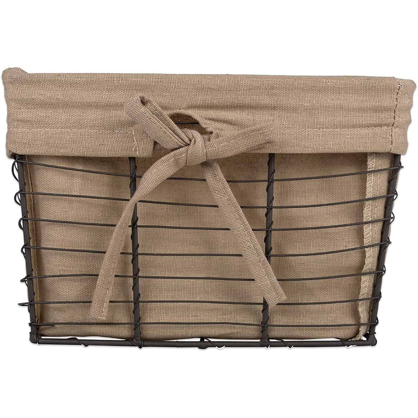 3Pcs Small Vintage Farmhouse Chicken Wire Storage Baskets with Liner 9x7x6 Inches - Taupe