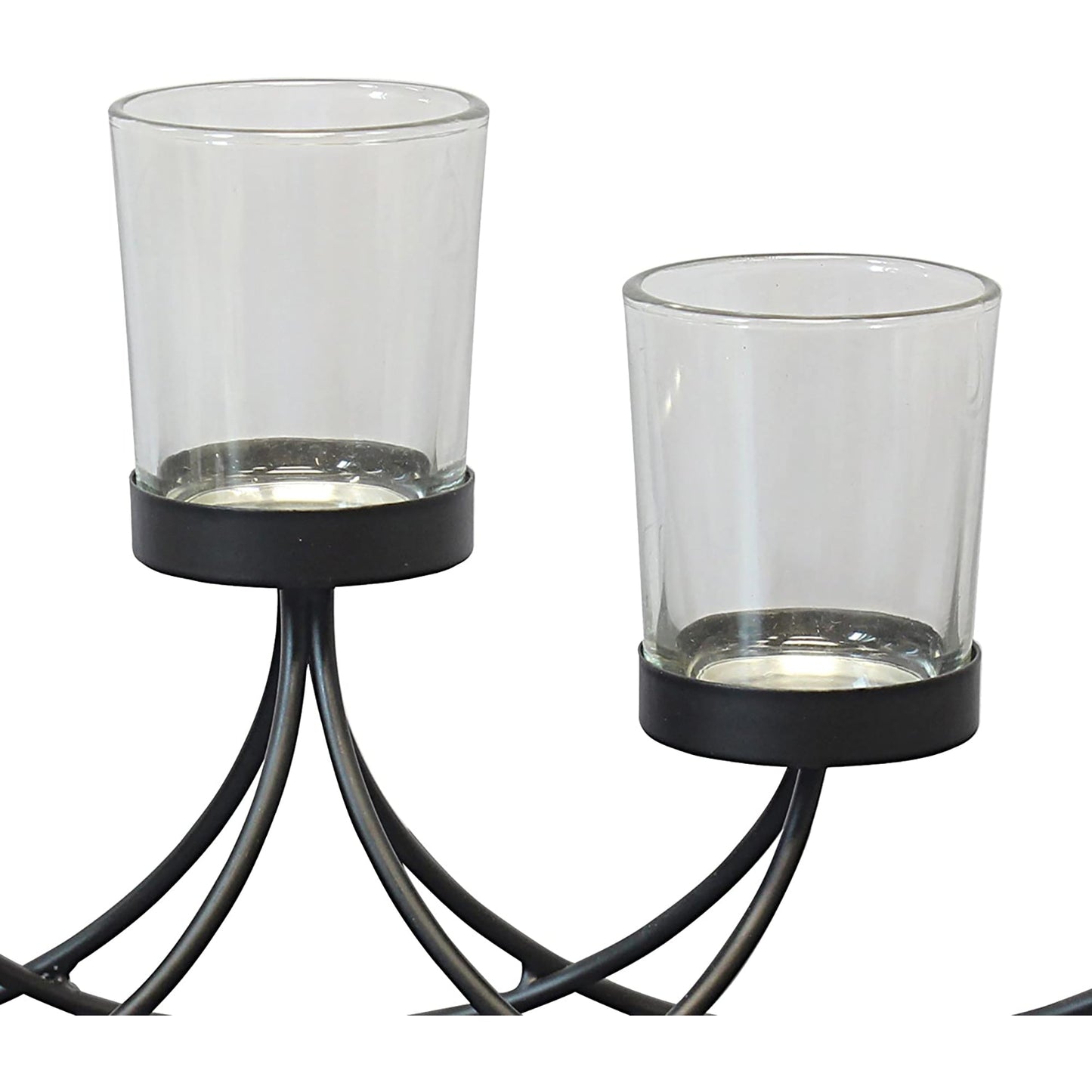 Elegant Metal Votive Candelabra Decorative Candle Centerpiece Candle Holder - Black