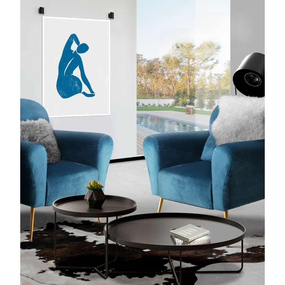 Armchair Lounge Chair Accent Chairs Armchairs Sofa Navy Velvet Cushion