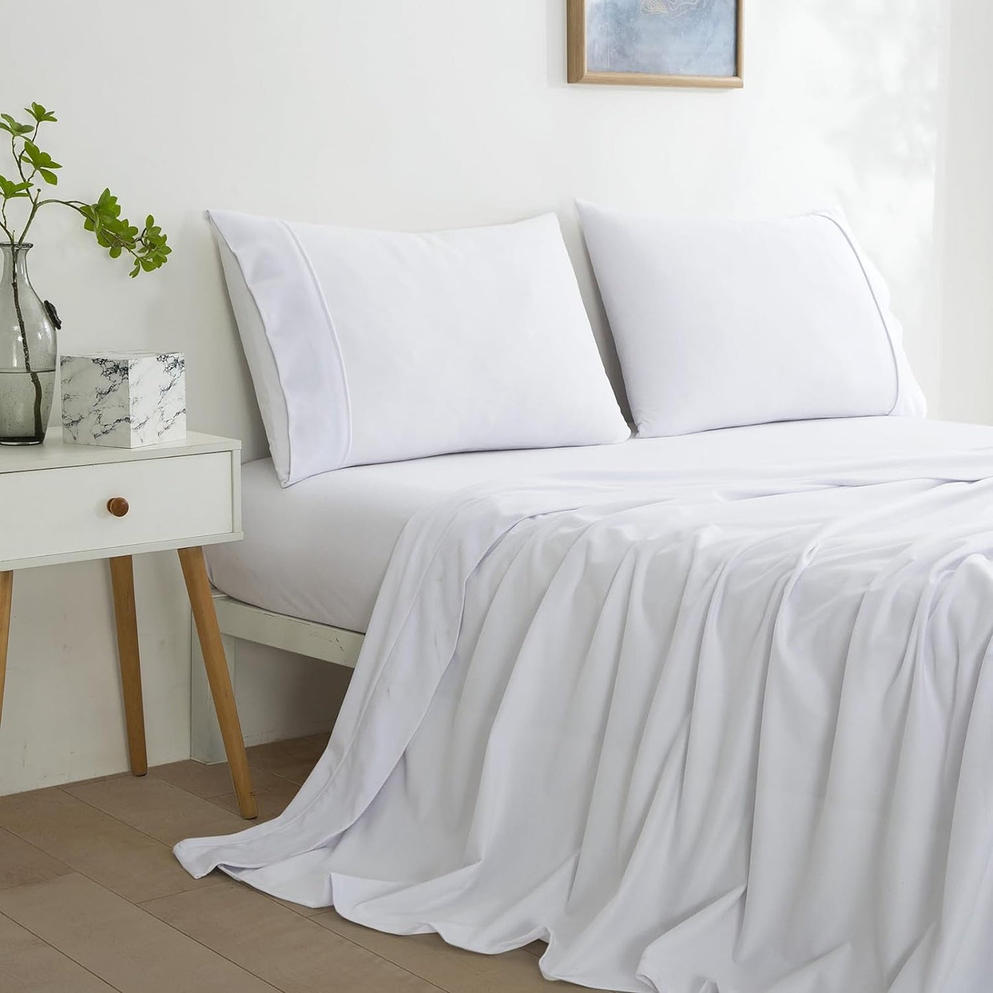 130 GSM Flannelette Soft Luxurious Micro Flannel Bed Sheet Set - White