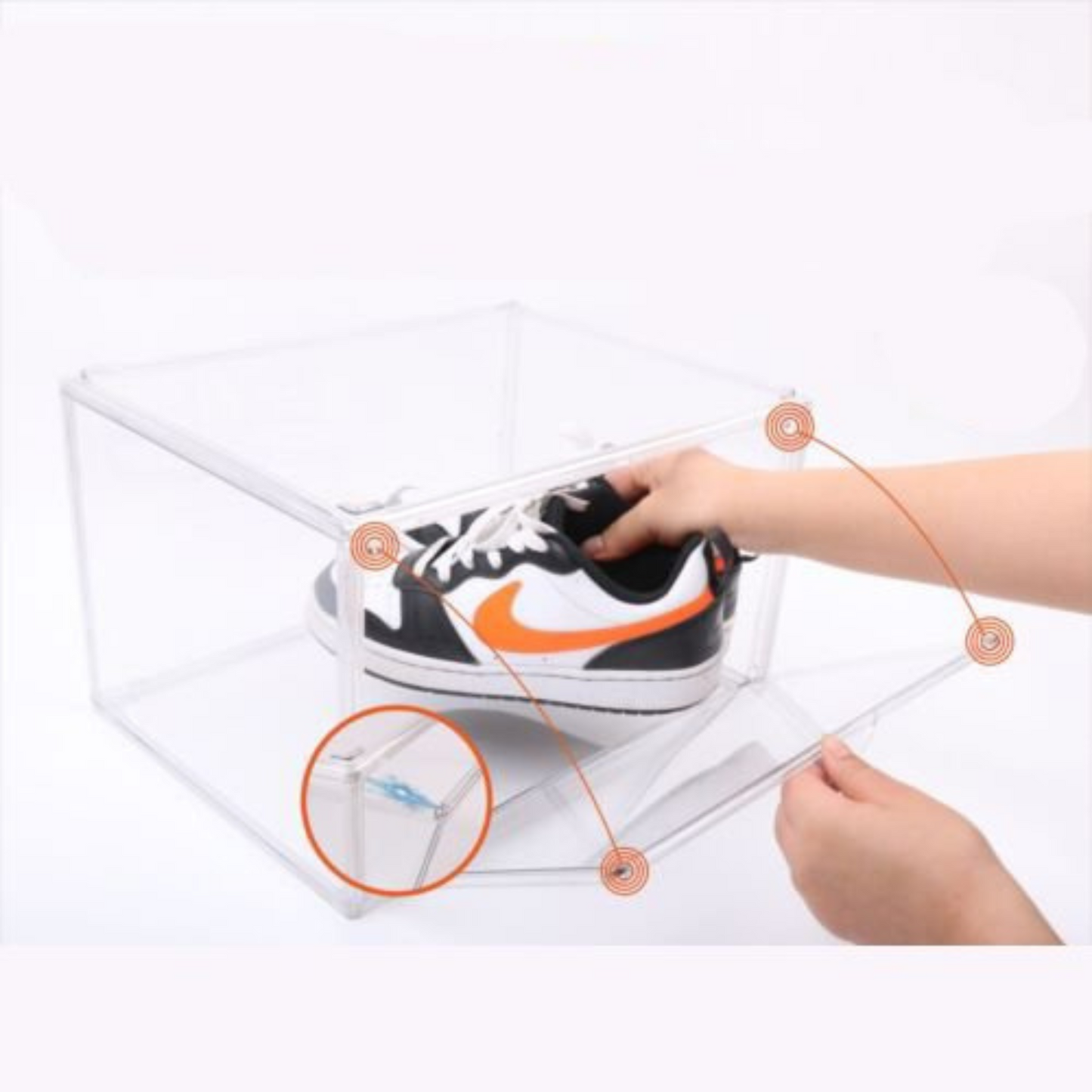 Transparent Premium Stackable Shoe Box Sneaker Display Storage Case with Magnetic Door