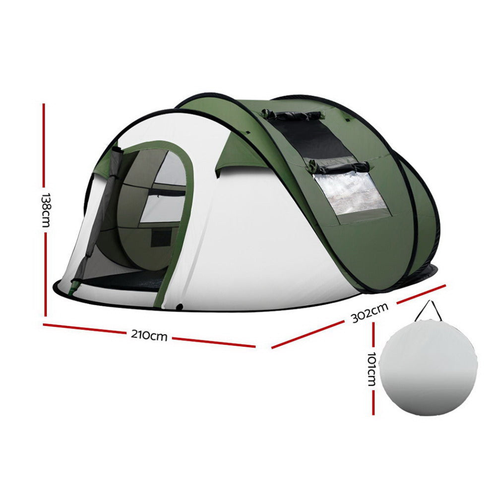 Camping Tent Pop Up Family Hiking Beach Dome - Fits 4 to 5 Person