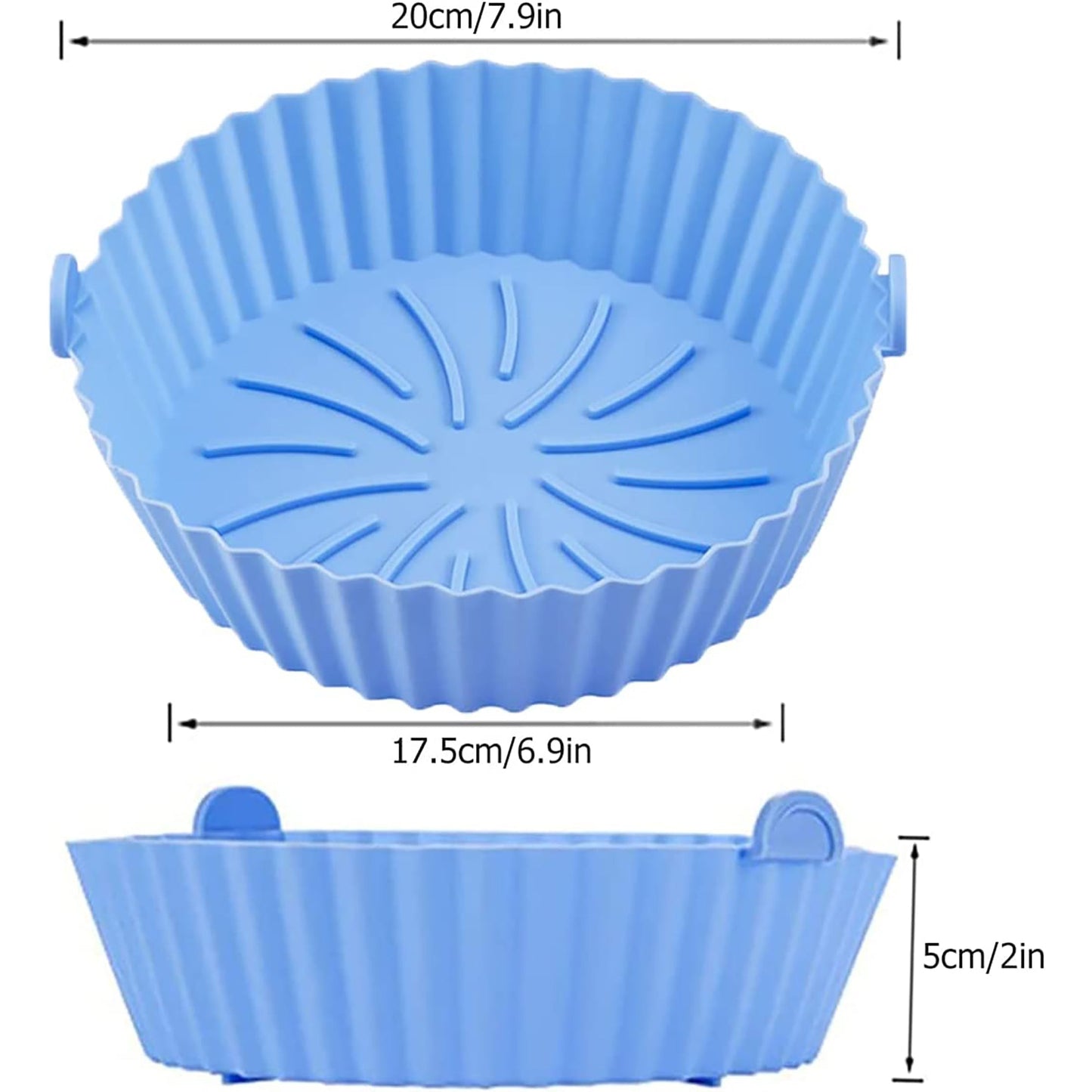 Air Fryer Reusable Non Stick Heat Resistant Silicone Pots 2 Pcs Style B - Blue