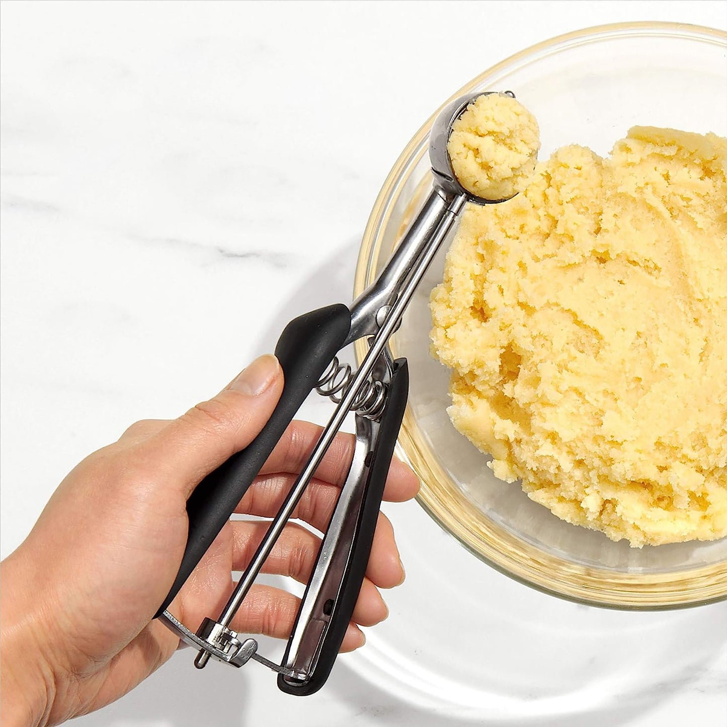 Stainless Steel Cookie Dough Scoop with Non Slip Grip Small - Black