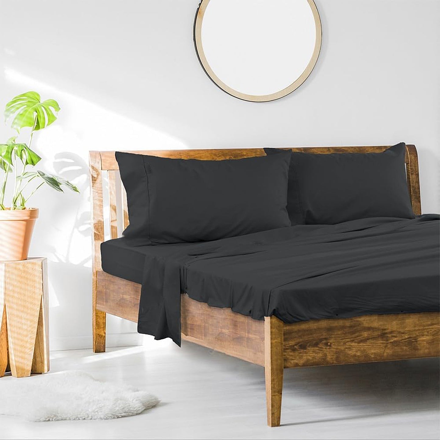 1000 Thread Count Cotton Rich Bedding Sheet Set with Pillowcases - Slate