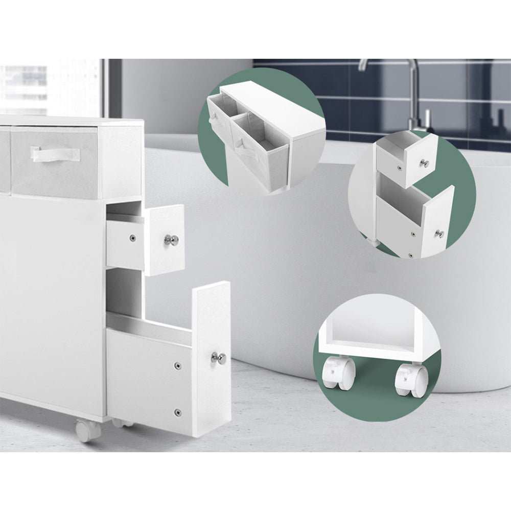 Bathroom Cabinet Toilet Storage Caddy Holder w/ Wheels