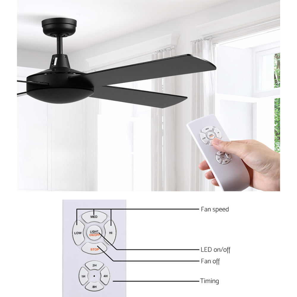 52'' Ceiling Fan w/Remote - Black