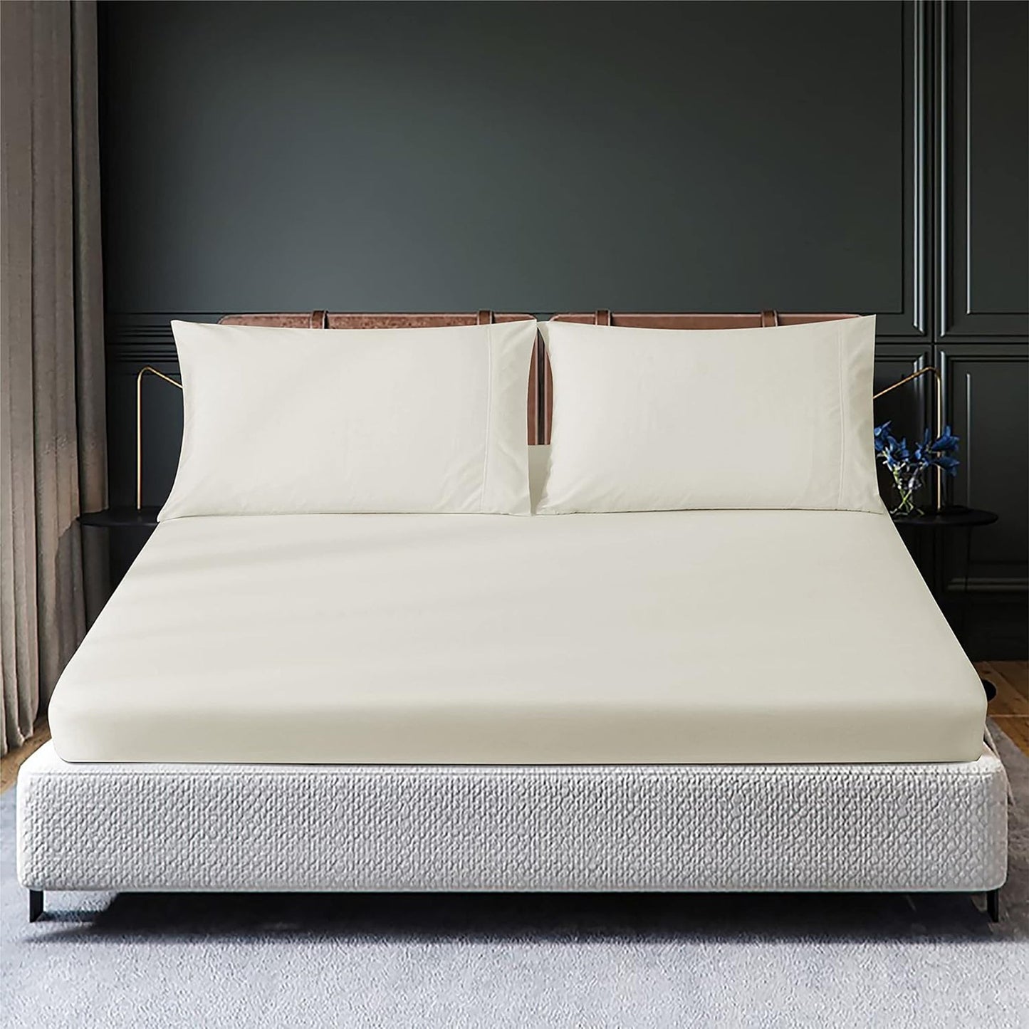 300 Thread Count Sheet Set 50% Cotton 50% Polyester Bed Sheet Set - Cream