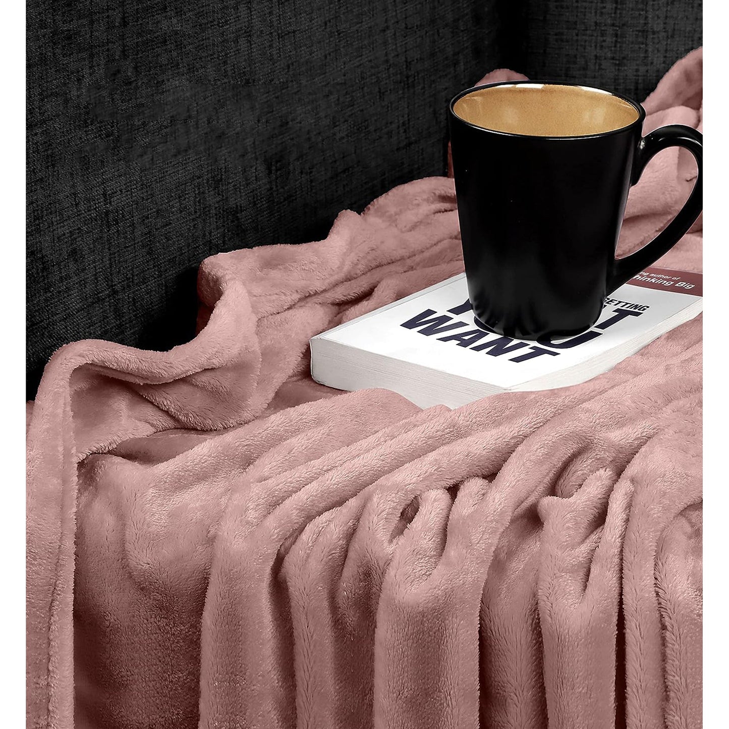 300GSM Microfibre Luxury Anti-Static Fuzzy Soft Fleece Blanket - Rose Pink