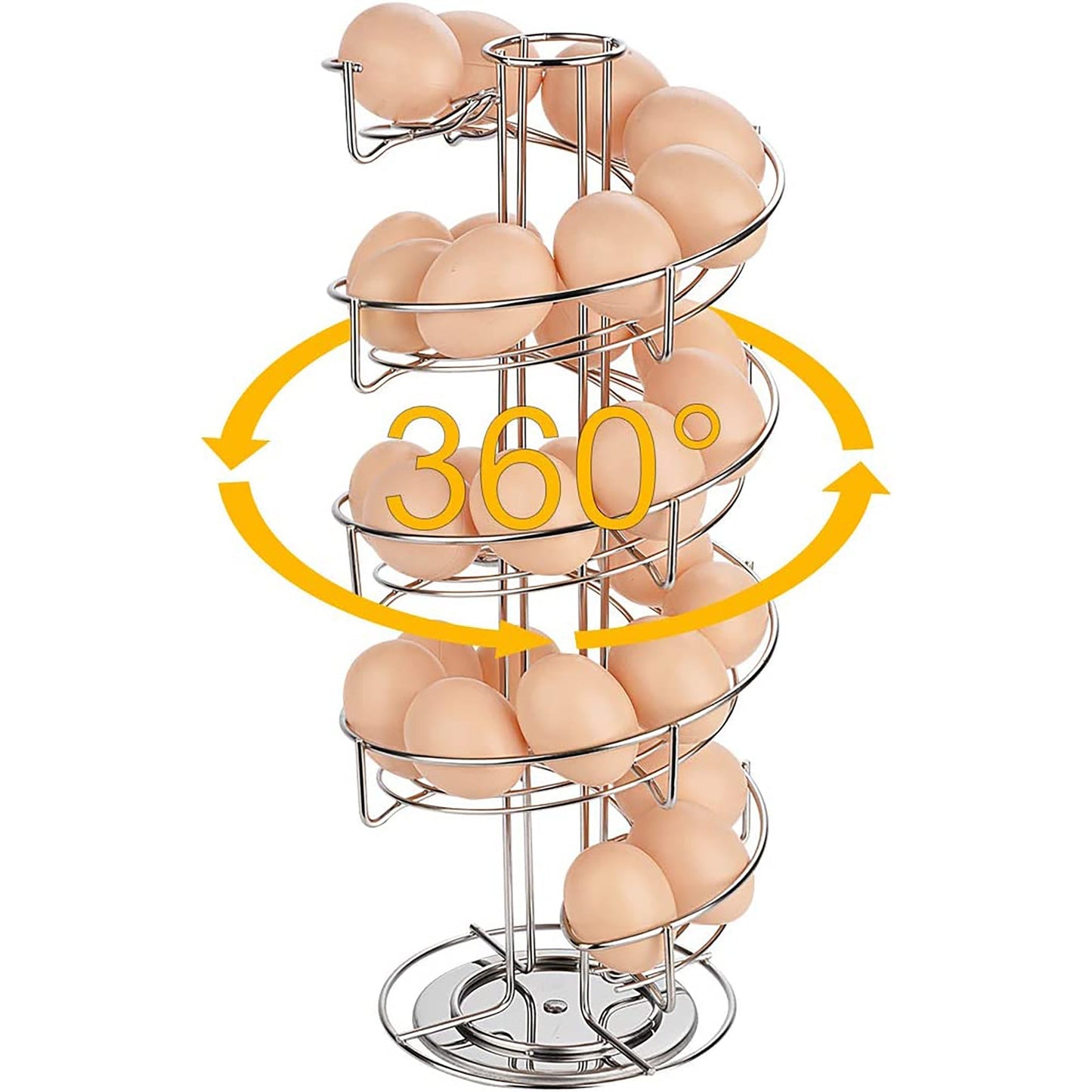 Spiral Design Stainless Steel Metal Egg Skelter Dispenser Storage Display Rack Rack - Silver