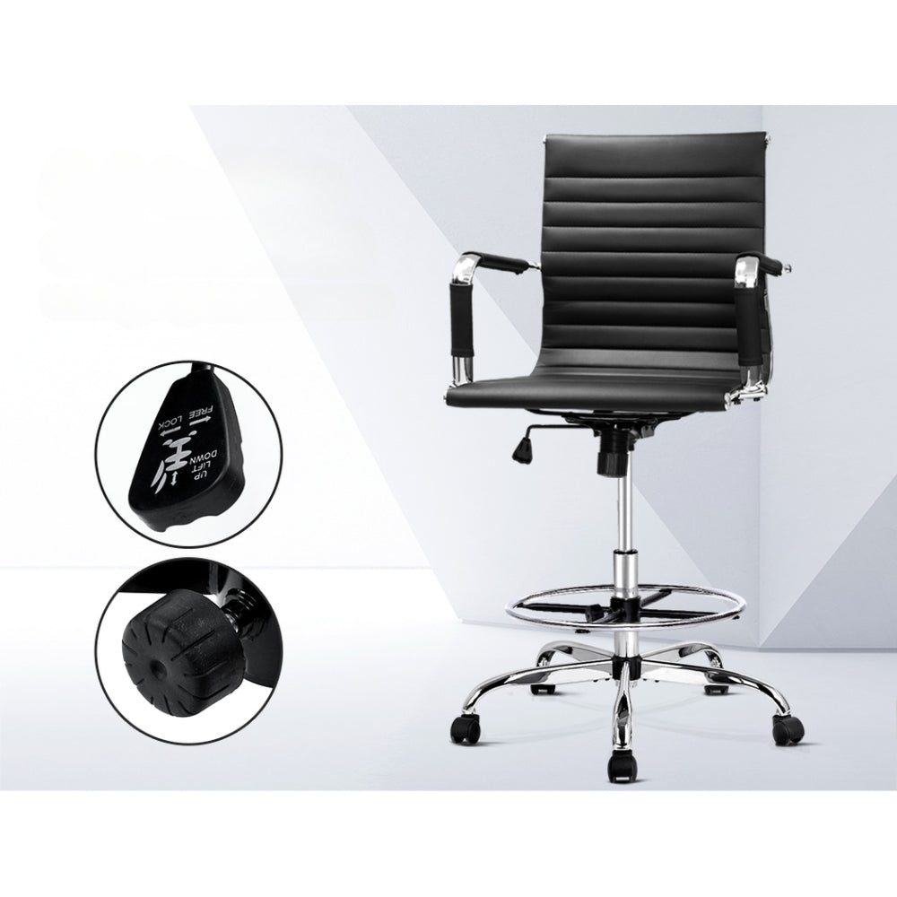 Office Chair Veer Drafting Stool Mesh Chairs Armrest Standing Desk Black