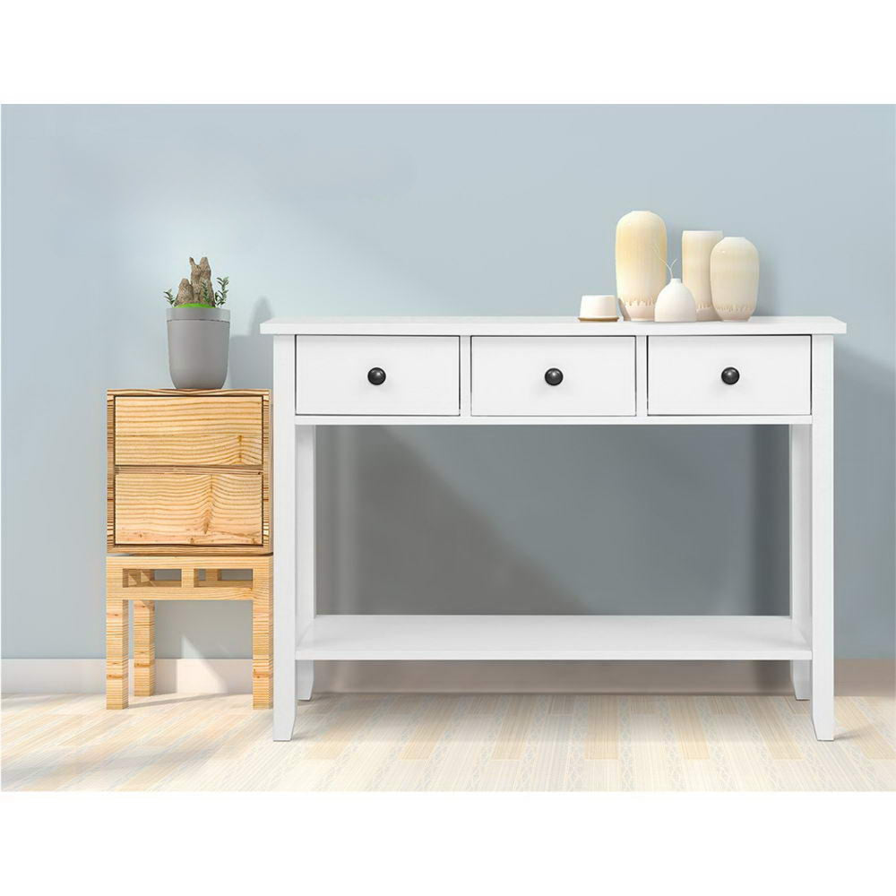Hallway Console Table Hall Side Entry 3 Drawers Display White Desk Furniture