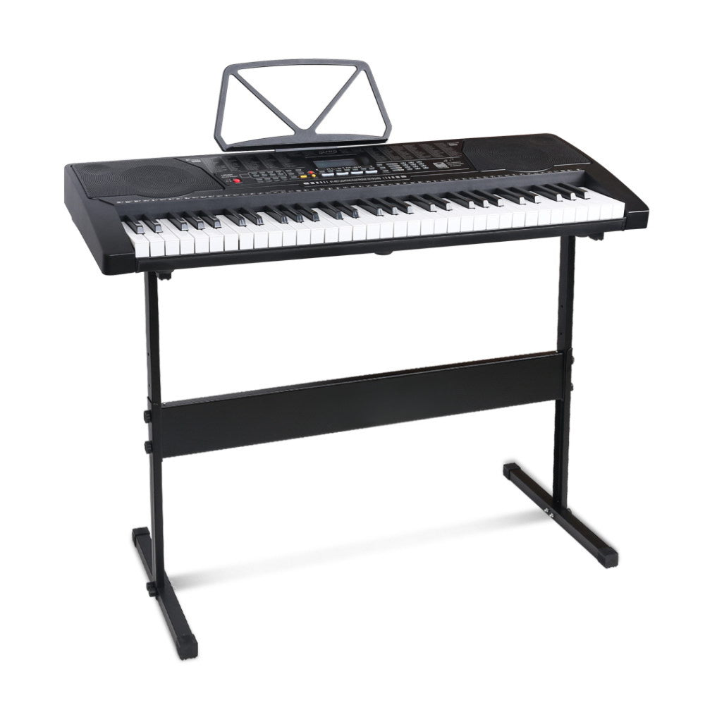 61 Key Lighted Electronic Piano Keyboard LCD Electric w/ Holder Music Stand