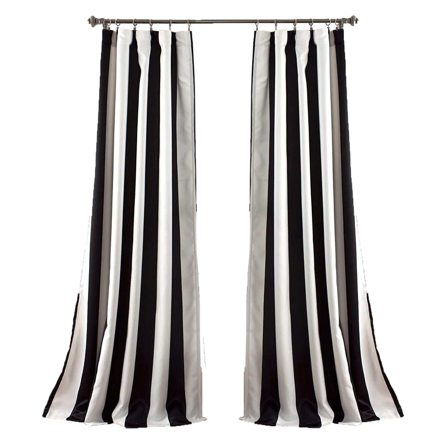 Stripe Room Darkening Window Curtain Panel Pair 108x52 Inches - Black and White