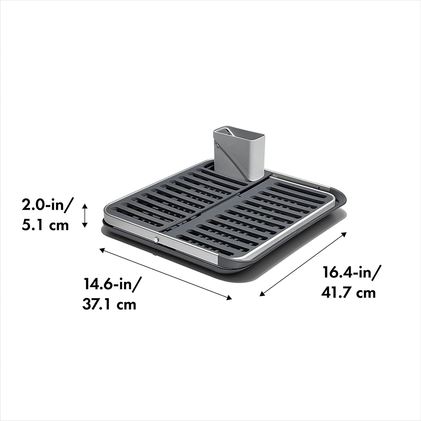 2-in-1 Foldable or Flat Dish Drying Rack - Grey