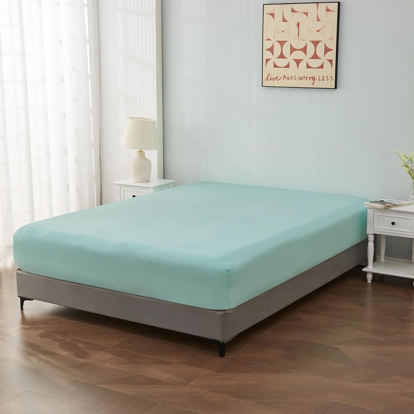 1000TC Cotton Blend Soft and Breathable Fitted Sheet 40cm Deep Pocket - Mint