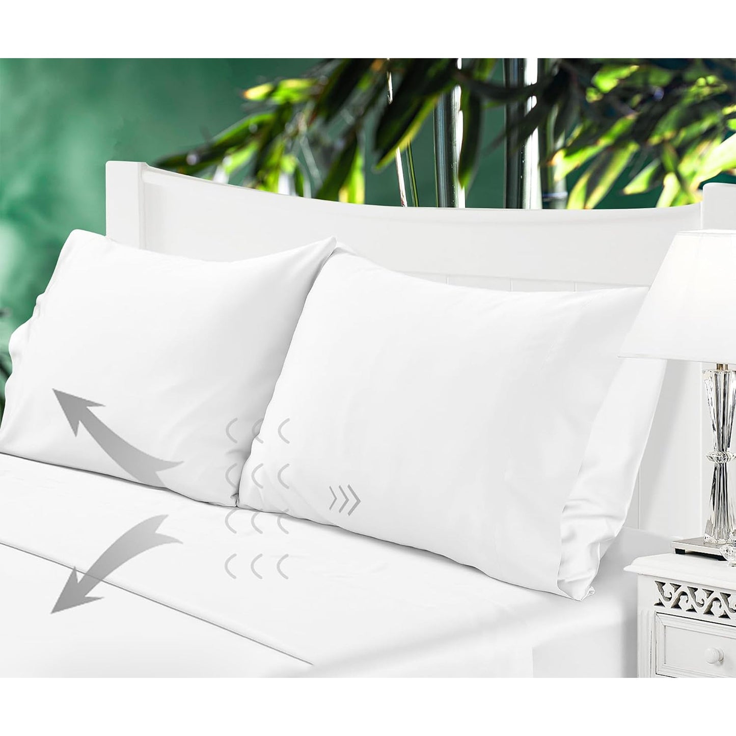 2 Pack Cooling Breathable Pillowcase with Envelope Closure - White