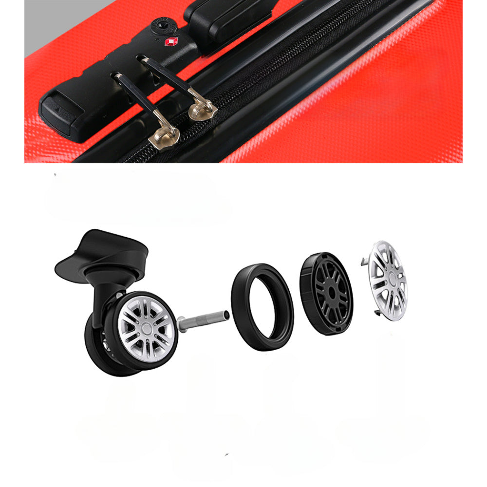 2pc Luggage Trolley Suitcase Sets Travel TSA Hard Case Red