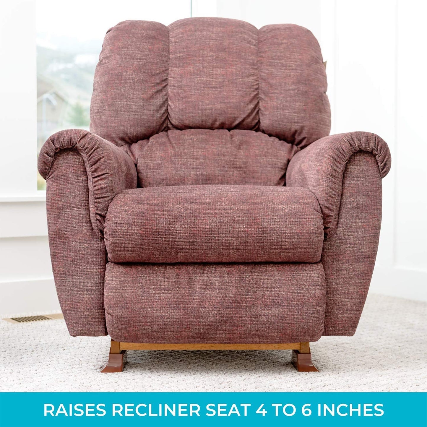 Recliner Risers Adaptable Slip Resistant Easy Chair Lift Set of 4 -Brown