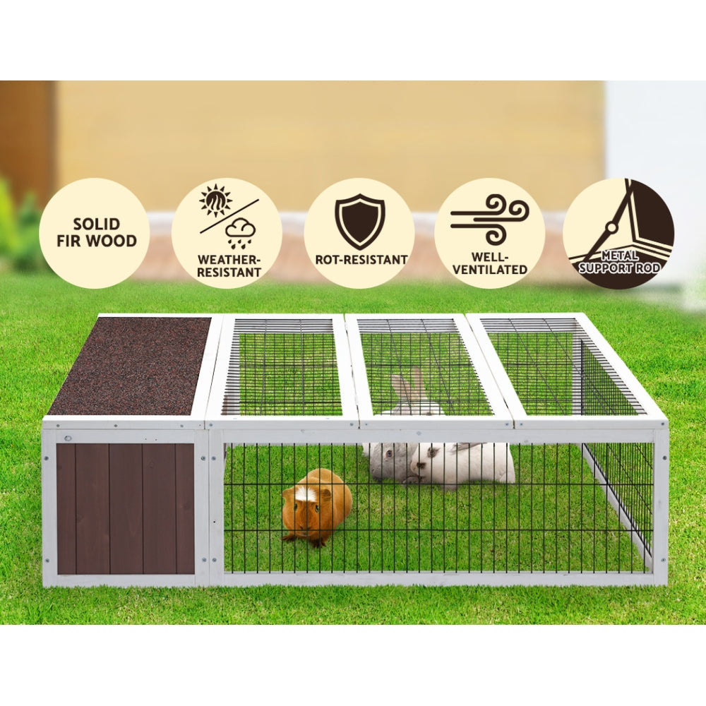 Wooden Rabbit Chicken Coop Wooden Ferret Cage House Outdoor - Large