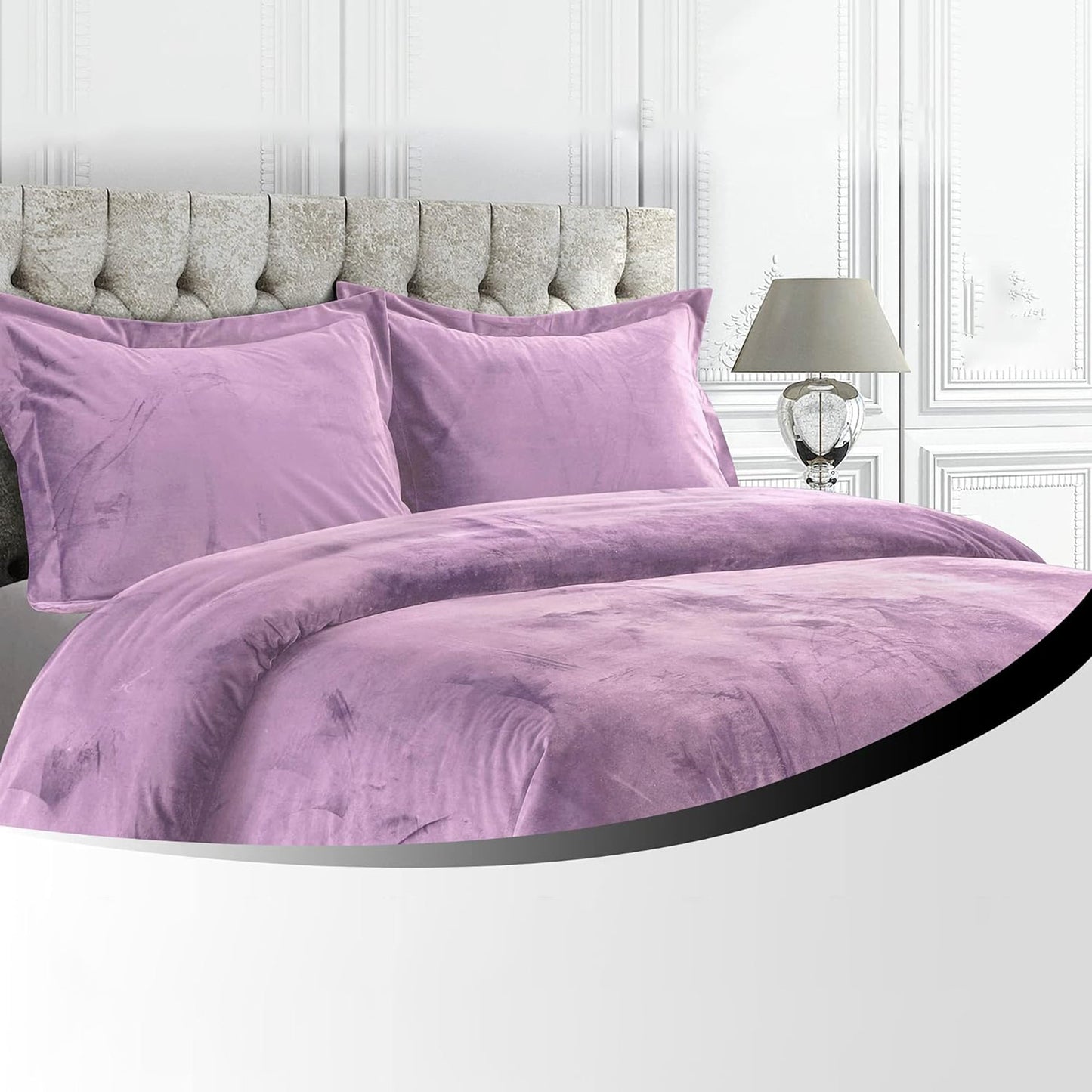 Venice Velvet Oversized Solid Duvet Cover Set - Lilac