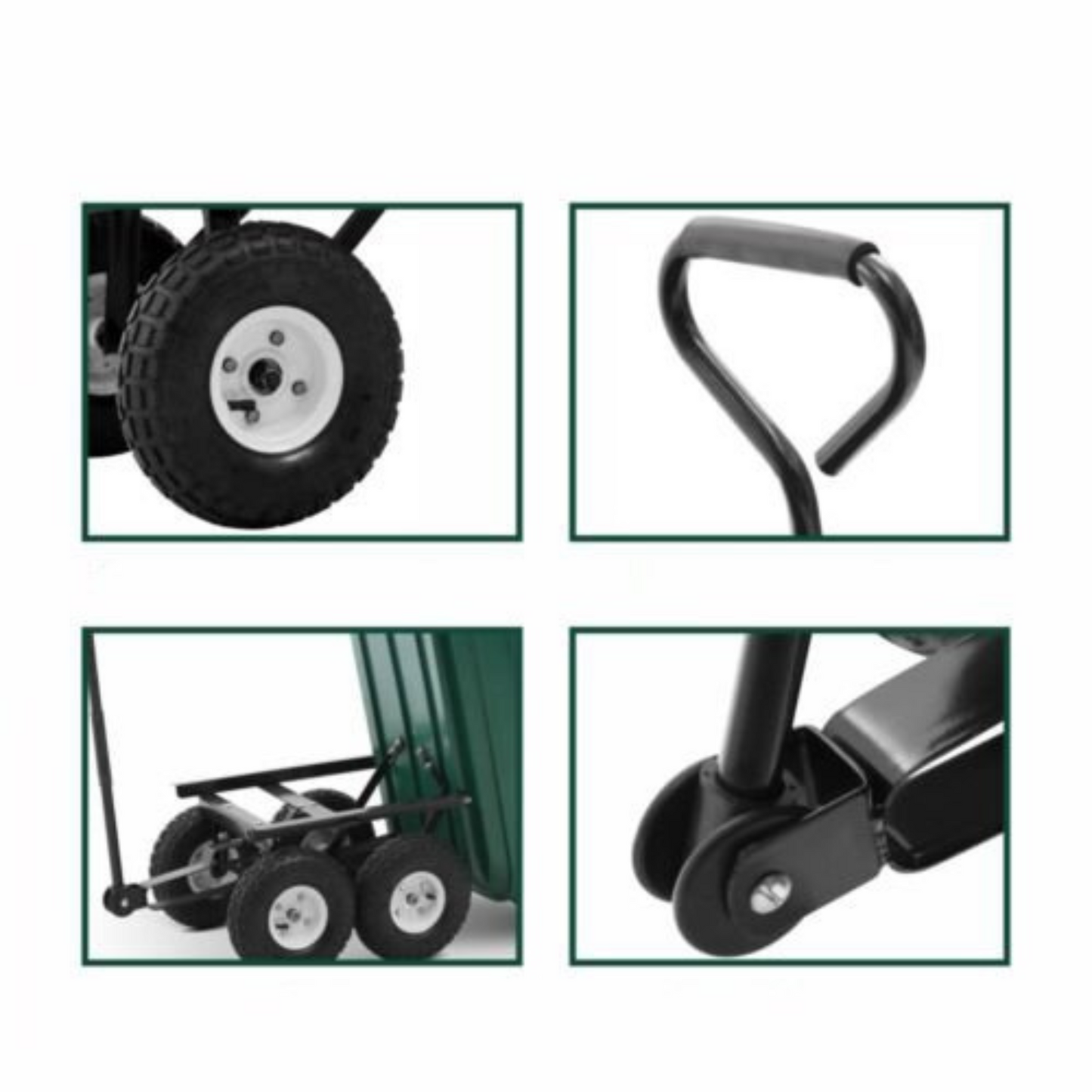 65L Garden Dump Cart Tipping Bed Trolley Wagon Wheelbarrow Holds Up to 270kg