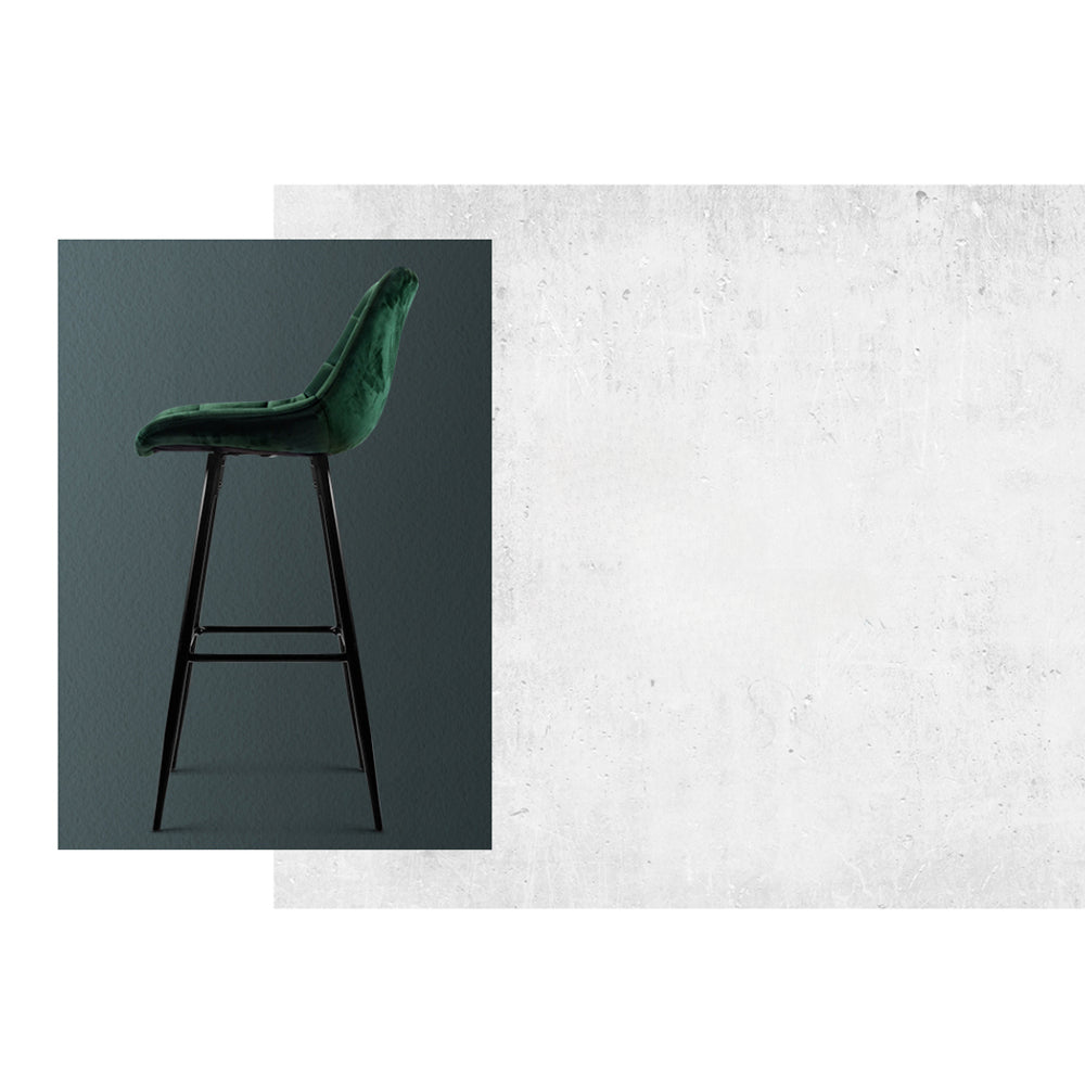 Set of 2 Velvet Bar Stools - Green