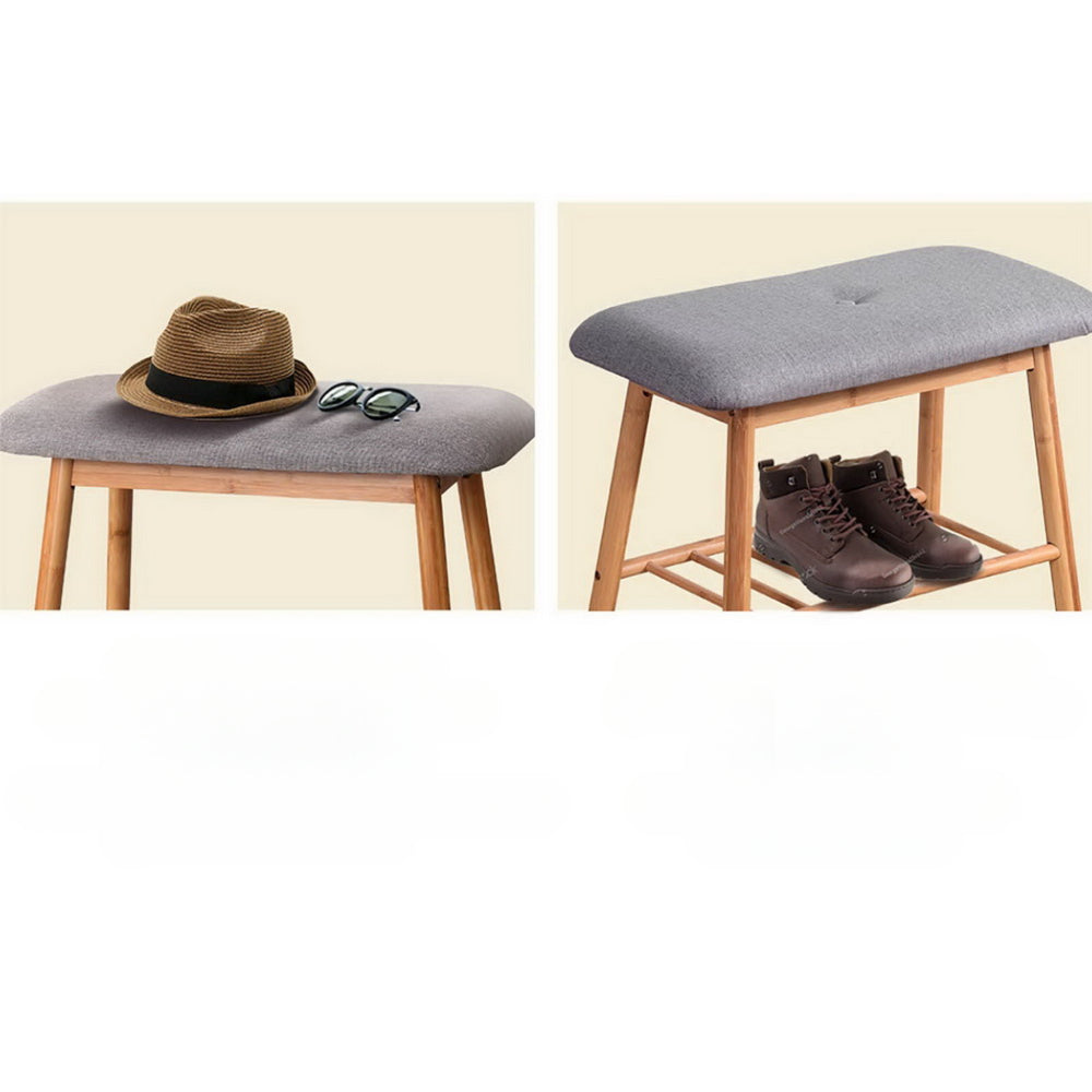 Shoe Rack Seat Bench Chair Shelf Organisers Bamboo Grey