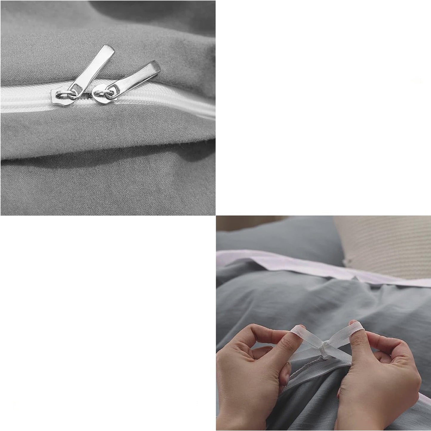 2000TC Ultra Soft Microfiber Zipper Closure Quilt Cover Set - Grey