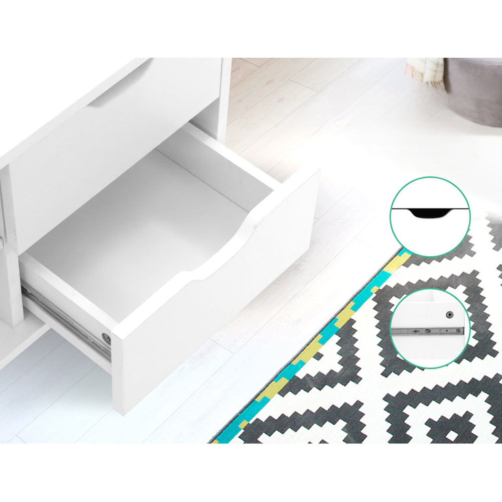 TV Cabinet Entertainment Unit Stand Wooden Scandinavian 120cm White